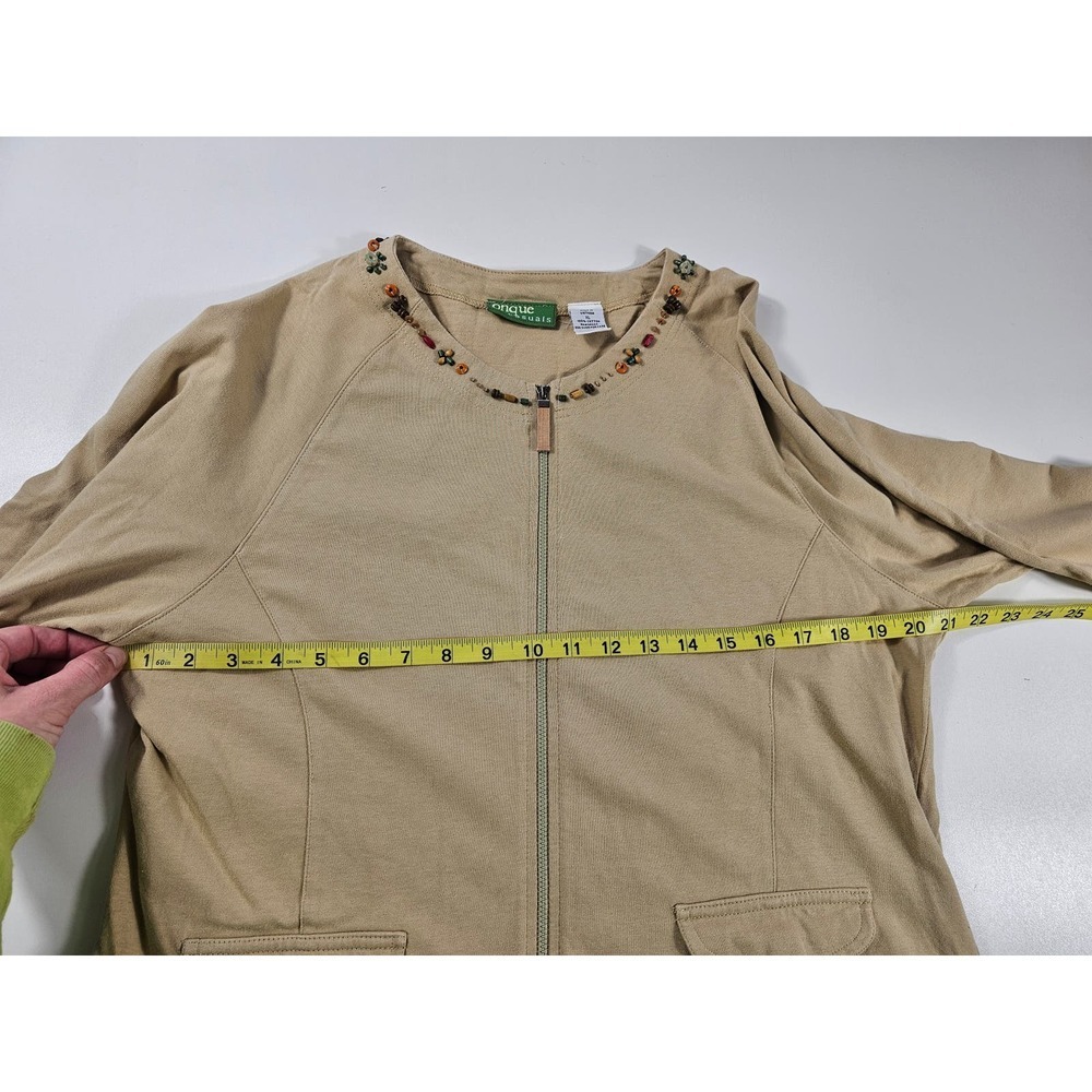 Onque casuals Size XL beaded collar zip up shaket front pocket - Picture 6 of 6